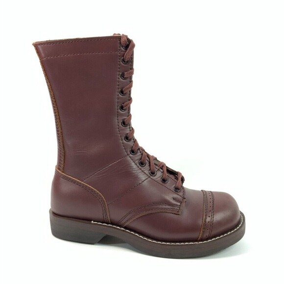 WideWay Footwear Jump Boots  Tall Combat Paratrooper Burgundy Men 6 - Picture 2 of 11